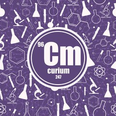 Curium chemical element. Concept of periodic table.