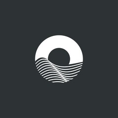 Modern ocean and sun icon, logo template, negative space ocean logo, Letter O for ocean logo .vector © RK151 Berthoud