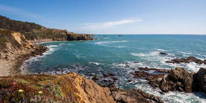 Panorama of  the Sonoma County coast. 1x2 panorama.
