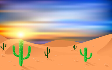 Fototapeta na wymiar landscape of desert in the morning