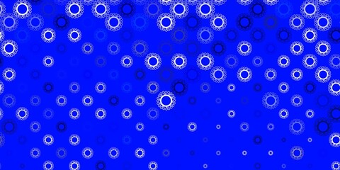 Dark blue vector background with covid-19 symbols.