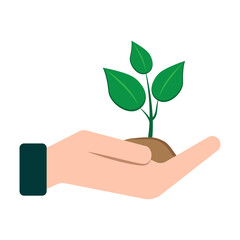 Soil sprout in hand. Nature background vector. Business concept. Tree vector icon. Stock image. EPS 10.