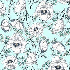 Floral seamless pattern  For textile, wallpapers, print, wrapping paper. Vector stock illustration.