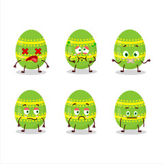 Light green easter egg cartoon character with nope expression
