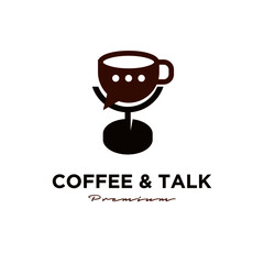 podcast coffee talk chat podcast concept logo icon design
