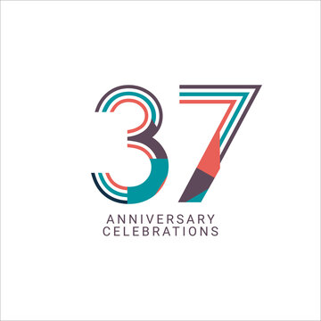 37 Years Anniversary Celebration Vector Template Design Illustration