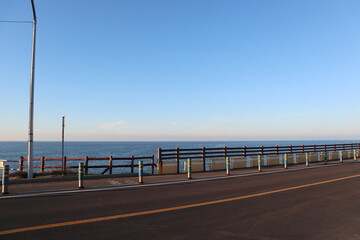 Pier in the sea, Beautiful coastal road