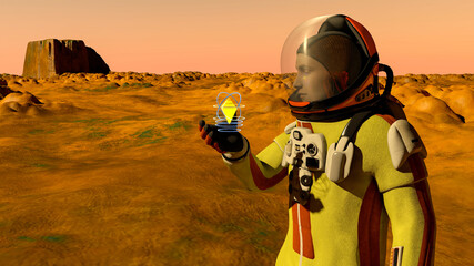 Image of an astronaut on Mars 3D illustration