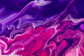 Abstract fluid art background purple and blue colors. Liquid marble. Acrylic painting on canvas...