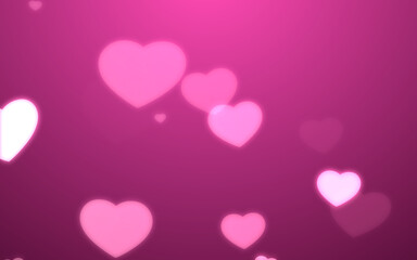 Valentine day pink hearts on purple background.