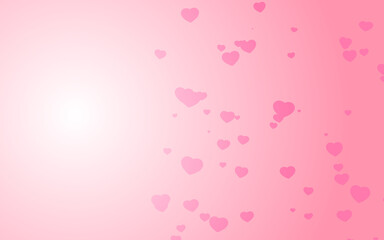 Valentine day pink hearts on pink background.