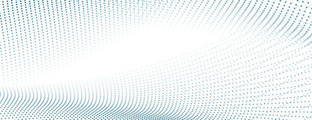 Sci-fi abstract blue background with dotted curved wavy lines. Technology sci-fi vector design