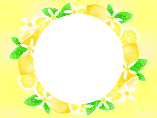水彩風レモンのイラストのフレーム素材
