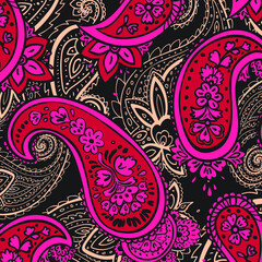 Paisley Ornamental seamless pattern. Vector fabric background