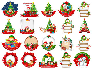 Set of blank Christmas card template isolated on white background