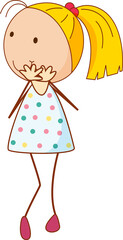 A girl cartoon character in doodle style isolated