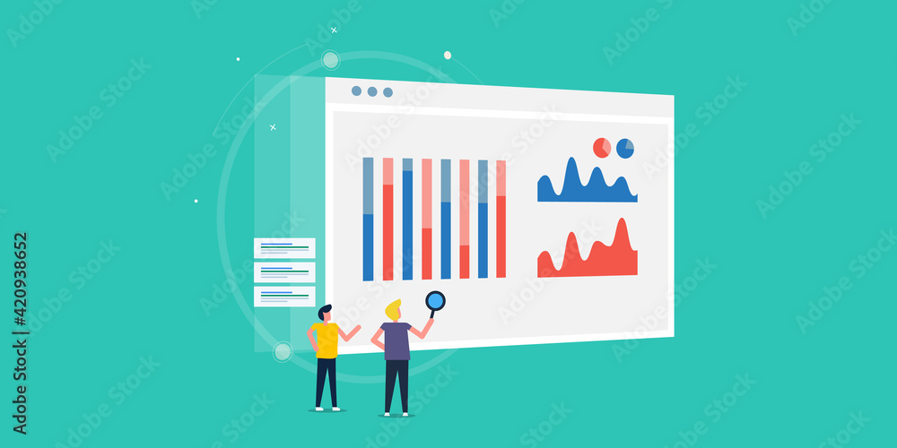 Poster seo tools business data and marketing report web analytics dashboard, organic seo and paid media tra