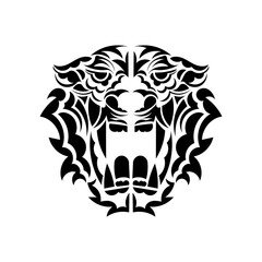Polynesian style tiger face. Isolated. Vector illustration.