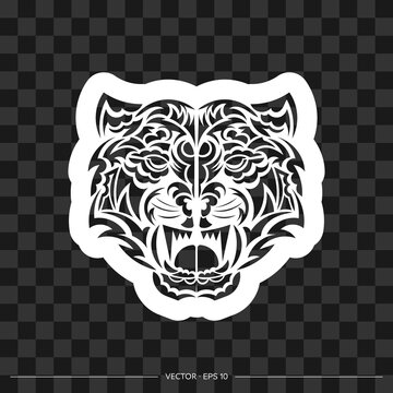 Polynesian style tiger face print. Vector