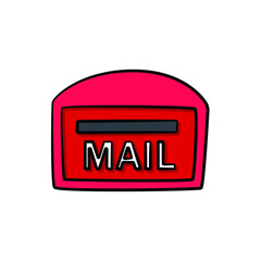 Mail box in drawing style isolated vector. Hand drawn object illustration for your presentation, teaching materials or others.