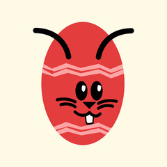 Funny cute easter egg with cute rabbit emoticon for easter day design