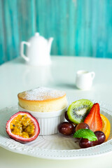 Cakes, sweets, pancakes and cream