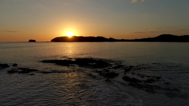 Beautiful cinematic aerial view of the Carrillo Beach in Guanacaste Costa Rica