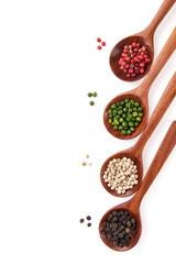 Fresh and dried peppers isolated on a white background.top view,flat lay.