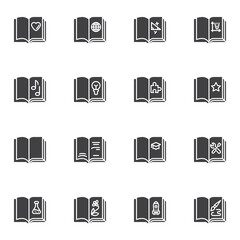 Education book reading vector icons set