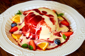 Cakes, sweets, pancakes and cream