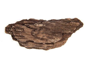 Sedimentary rock isolated on white background.top view,flat lay.