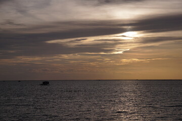 Beautiful evening sun over the sea in Thailand