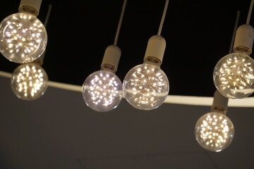 Beautiful Light bulbs in a row. Vintage light bulb