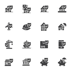Insurance related vector icons set