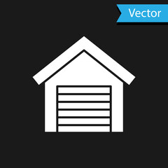 White Garage icon isolated on black background. Vector