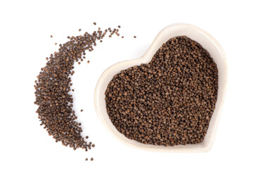 Perilla seeds isolated on white background.top view,flat lay.