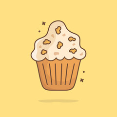 Cute cake cartoon illustration vector icon. Concept Premium Vector Food Icons Isolated. Flat Cartoon Style