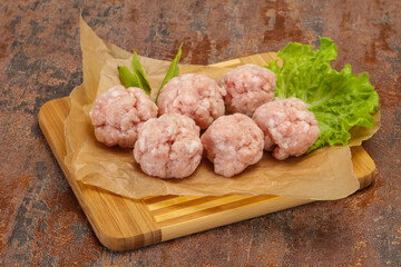 Homemade raw pork minced meatball for cooking