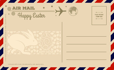 Happy Easter vintage postcard design template. Vector illustration