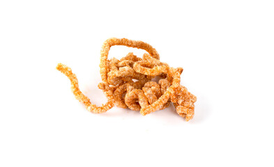 Crispy Fried Chicken Skins isolated on white background