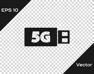 Black 5G modem for fast mobile Internet icon isolated on transparent background. Global network high speed connection data rate technology. Vector