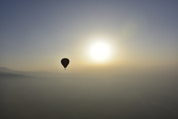 hot air balloon at sunset