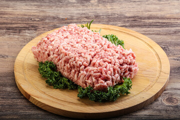 Raw pork minced meat for cooking