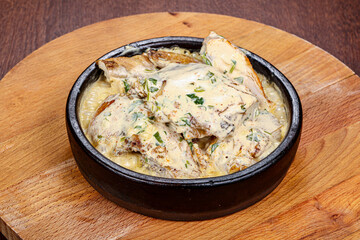 Tasty roasted chicken with cream