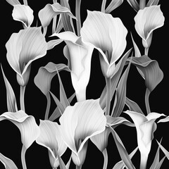 Seamless calla lilly flower background, elegant fashion colorful pattern with flowers - obrazy, fototapety, plakaty