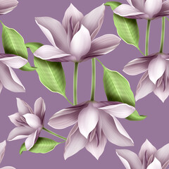 Elegant floral seamless pattern with water lily