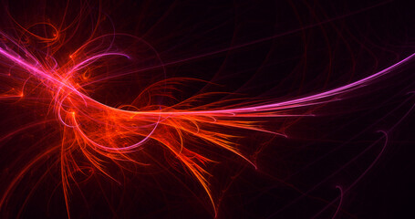 3D rendering abstract multicolor fractal light background