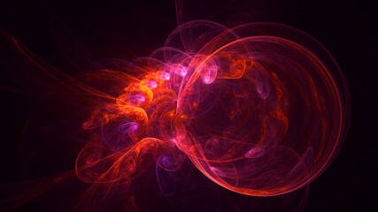 3D rendering abstract multicolor fractal light background