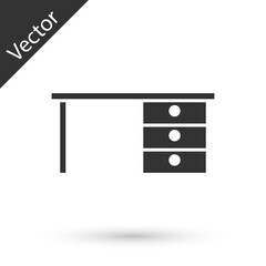 Grey Office desk icon isolated on white background. Vector