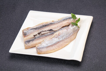 Herring fillet in the bowl